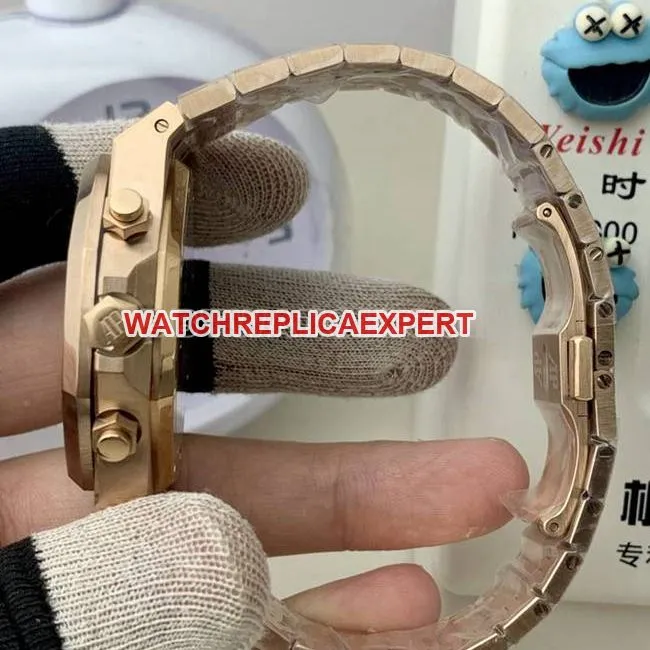 top-tier watch Audemars PiguetBLS factory Royal Oakrose goldblack dial mechanical 26420braceletlive photos
