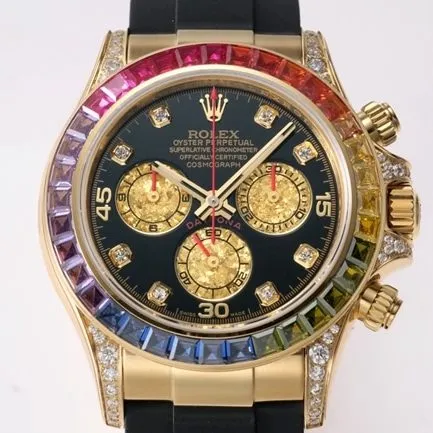 top-tier replicaRolex men's black dialrubber strap new Daytona automatic movement watch side view