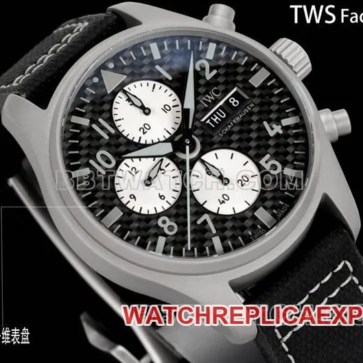 watch pilot TWS factory IWC black dial carbon fiber 43mm caseback live photo