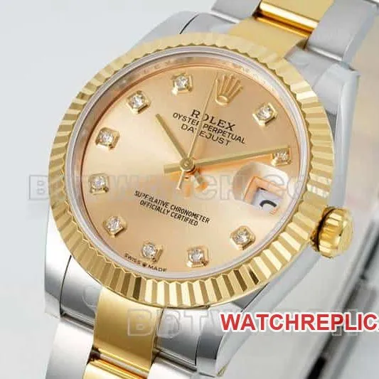 ARF FactoryRolex log gold plate 31mm gold three grid link 278273front live photo