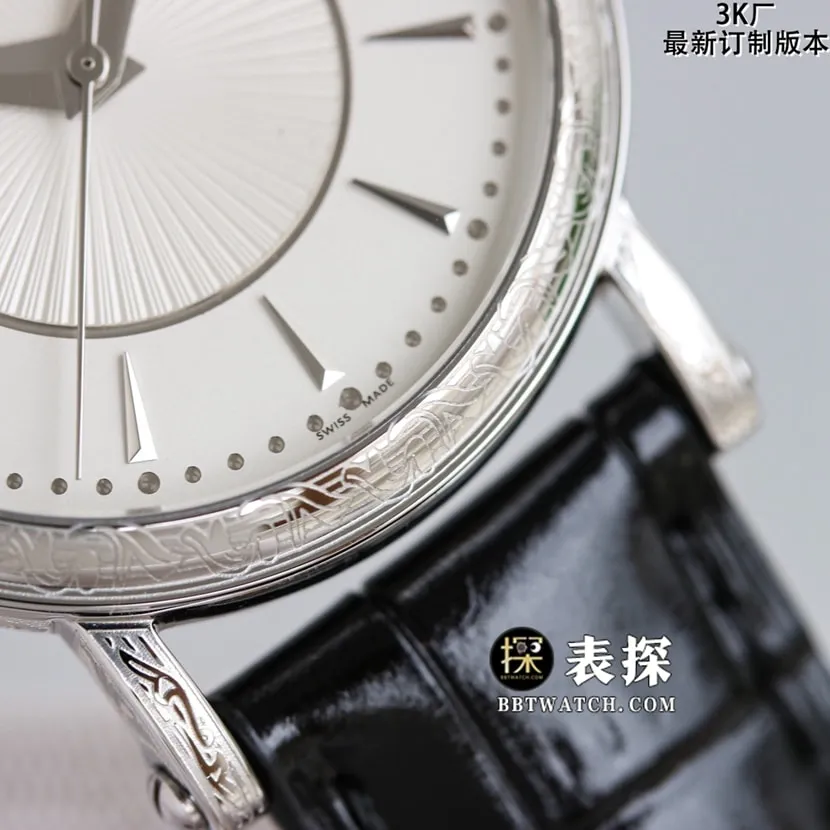 3K classic Patek Philippe1:1replica watch silver white dialleather strap model 5153G-010 back cover picture