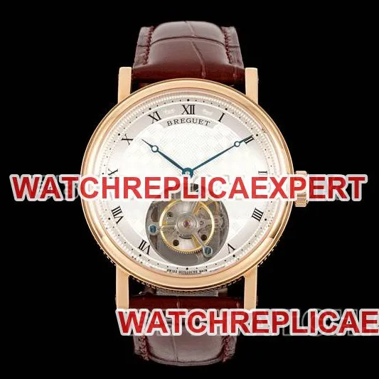 Breguet collectible watch RMS factory classic silver white dialtourbillonrose gold mechanical leather strap model side live photo