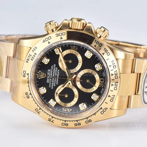 C factory Rolex Daytonatop-tier replicablack dialyellow goldsteel bracelet model m116508-0016side live photo