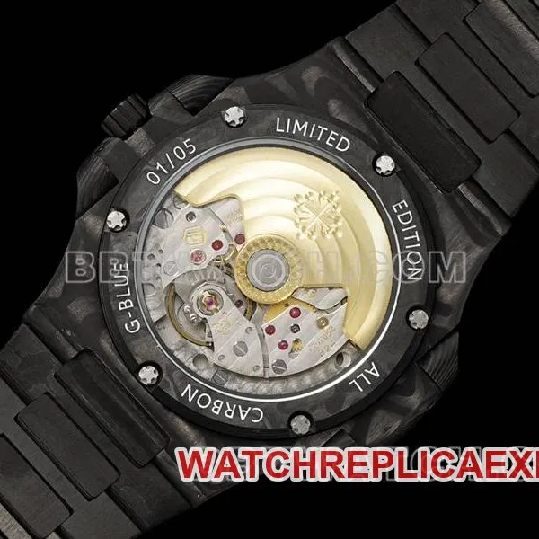 Patek Philippetop-tier watch DIW factory Nautilus orange plate carbon fiber mechanical steel bracelet model 5711side live photo