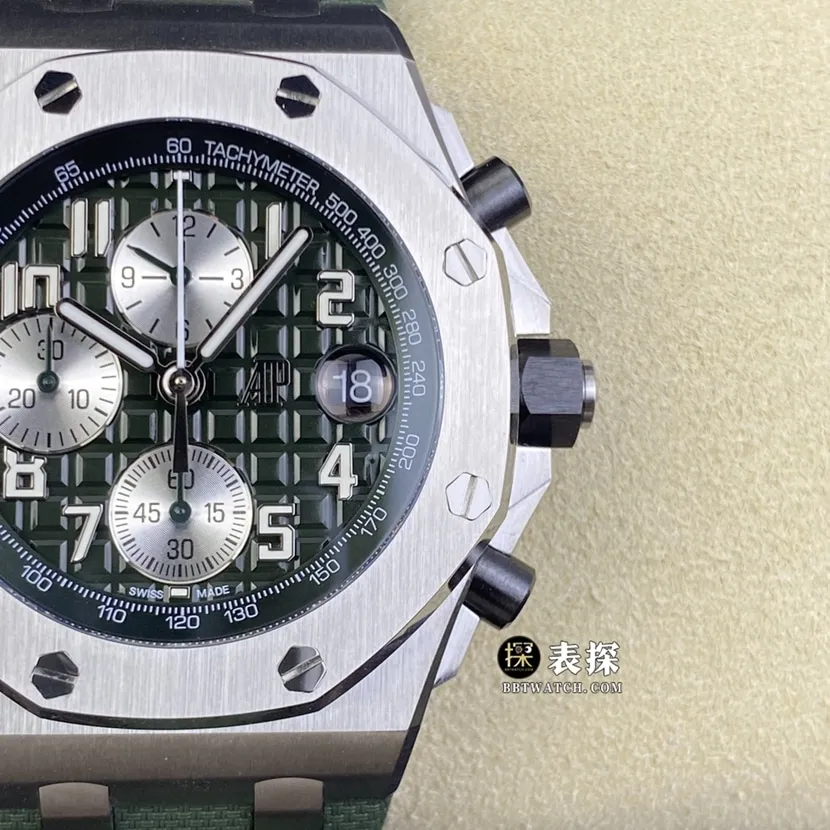APF factory Audemars PiguetRoyal Oak offshore type watch men's military green plate rubber model picture and price front live photo