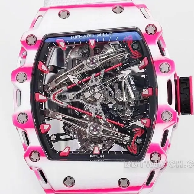 Richard Mille men's top-tier 1:1super white fabric RM 38-02caseback live photo