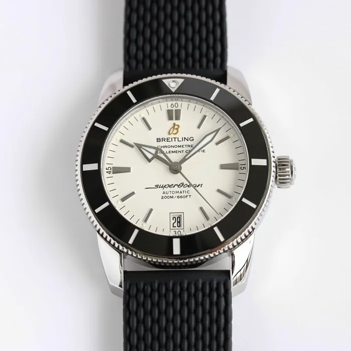 Top Breitling men's Superocean Heritage white dial automatic watch detailed photos
