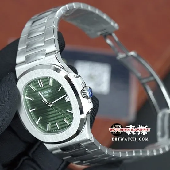 3k factory top-tier watch Patek Philippe men's green dialsteel braceletNautilus series mechanical watch braceletlive photos