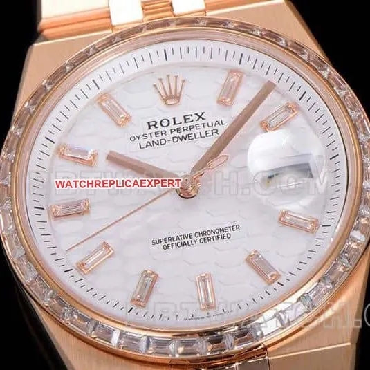 ES factory Rolex land type 1:1top-tier replicarose goldwhite dialdiamond bezel127285clasplive photos