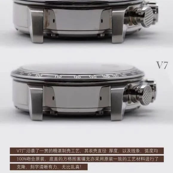 V7 Factory Chopard collectible watches Racing Series 7750 Boutique Movement True and False Comparison Review Front Comparison Picture