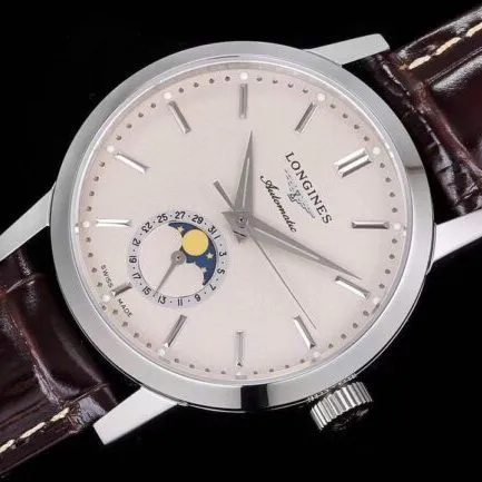 top-tier watch Longines classic retro series 1832 white steel white bottom mechanical men's watch clasp picture