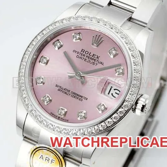 ARF factory Rolex log top one to one high imitation powder disk diamond ring 31mm three compartment link 278289 back actual photo