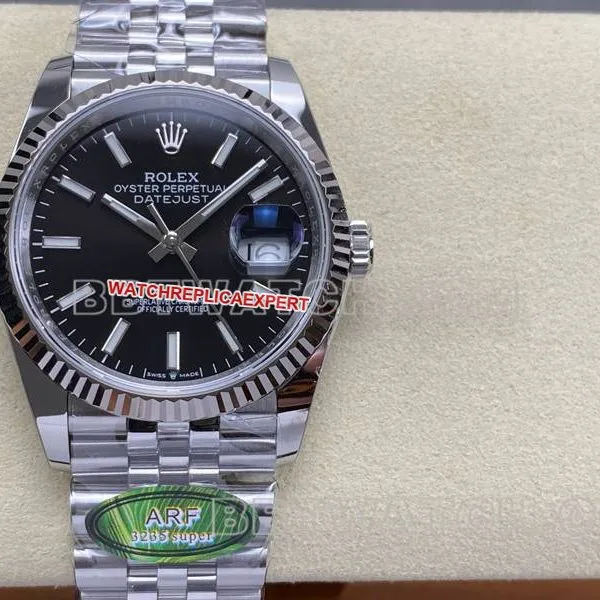 Rolextop-tier watch ARF FactoryDatejustblack dial36mmsteel bracelet front live photo