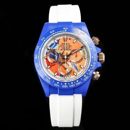 TW factory top-tier replicaRolexhigh-quality fully automatic movementDaytona series men's gold plate rubber strap watch side view