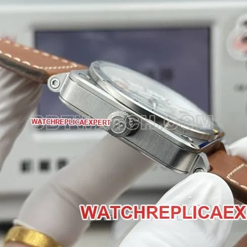 1:1replica watch Bell & Ross white dial 42mm dual time zone leather strap caseback live photo