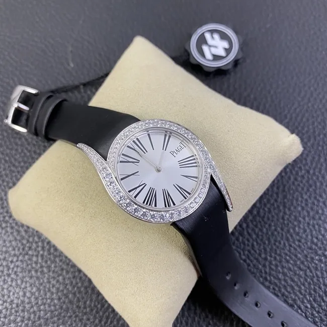 ZF Factory Piaget top-tier watch women's white dial black belt Limelight Galaquartz watch clasp picture