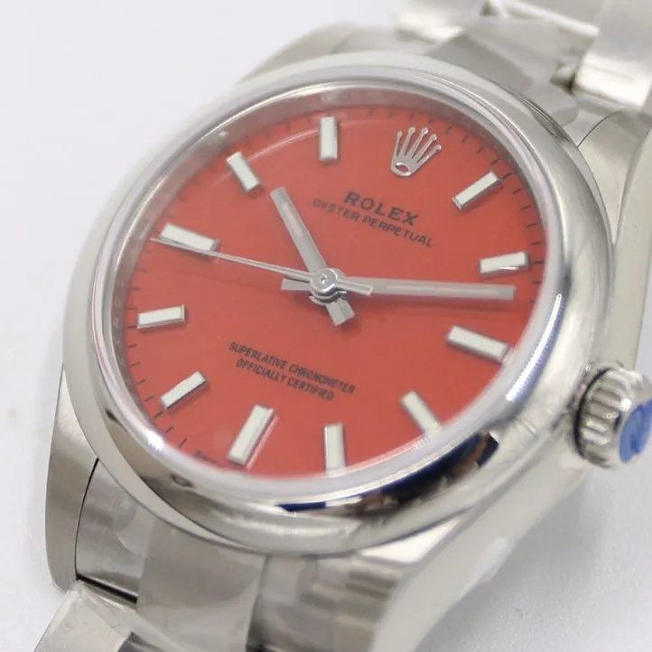 EW Oyster Perpetual Rolex1:1replica watch coral red plate 31MMsteel bracelet model m277200-0008caseback live photo