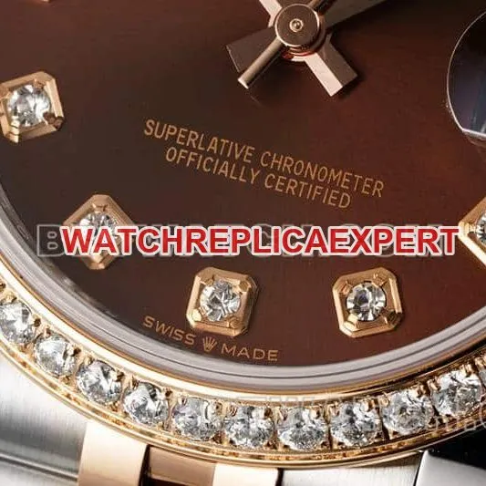 ARF FactoryRolex log 1:1top-tier brown disk diamond bezel31mm intergold five-lattice chain link278381front live photo