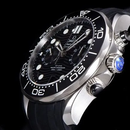 OM Factorytop-tier watch Omega new Seamaster 300m men's black dial black rubber strapchronograph watch clasp picture