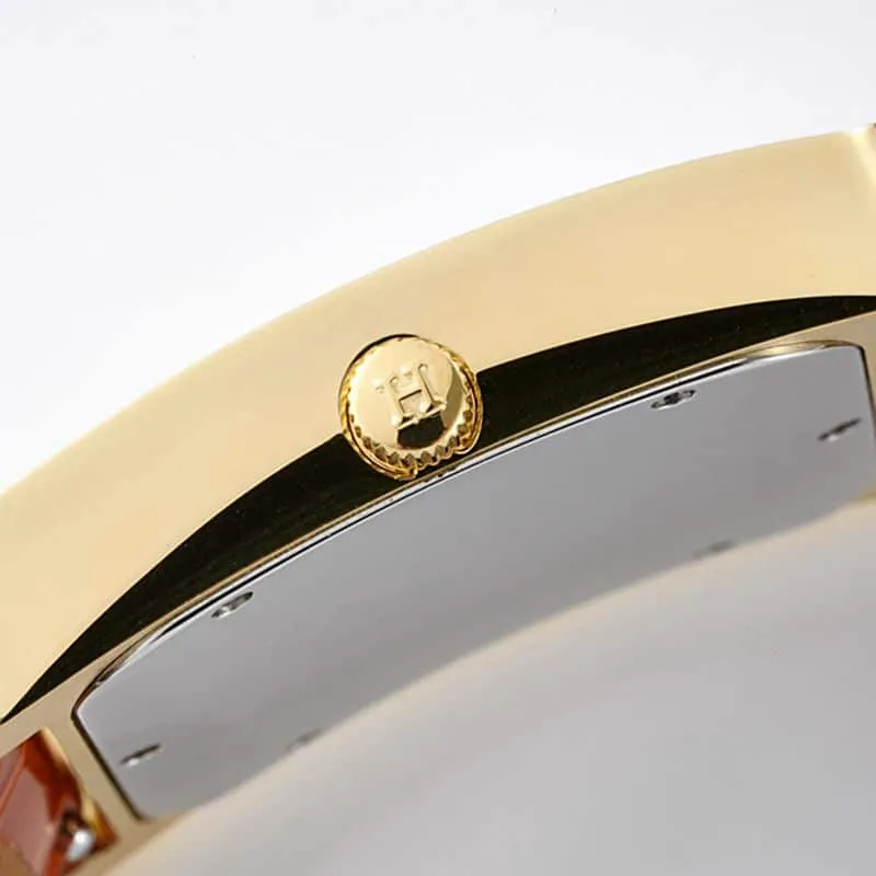 Hermès top-tier watch HeureH three-hand series ladies quartz white dial watch detail shots