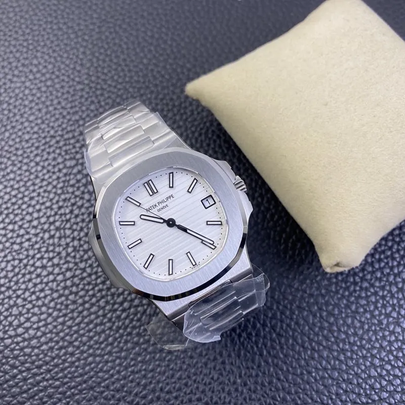 3K Factory Top Patek Philippe collectible watches Nautilus 324SC Ultra-thin Mechanical White Steel White Dial Buckle Figure