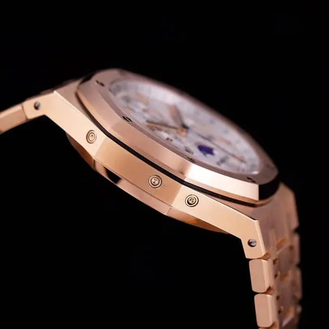 top-tier watch Audemars Piguet men's white dial gold belt Royal Oak series automatic movement watch movement picture