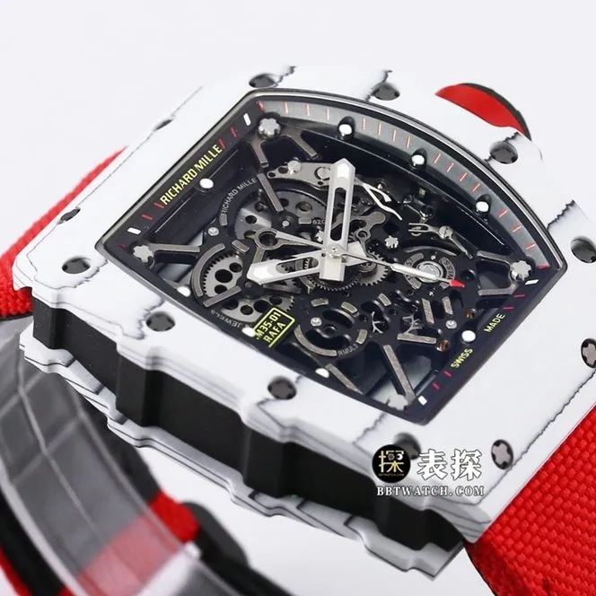 BBR RM 35-01Richard Mille1:1replica watch men's black dial red Velcro bracelet side live photo