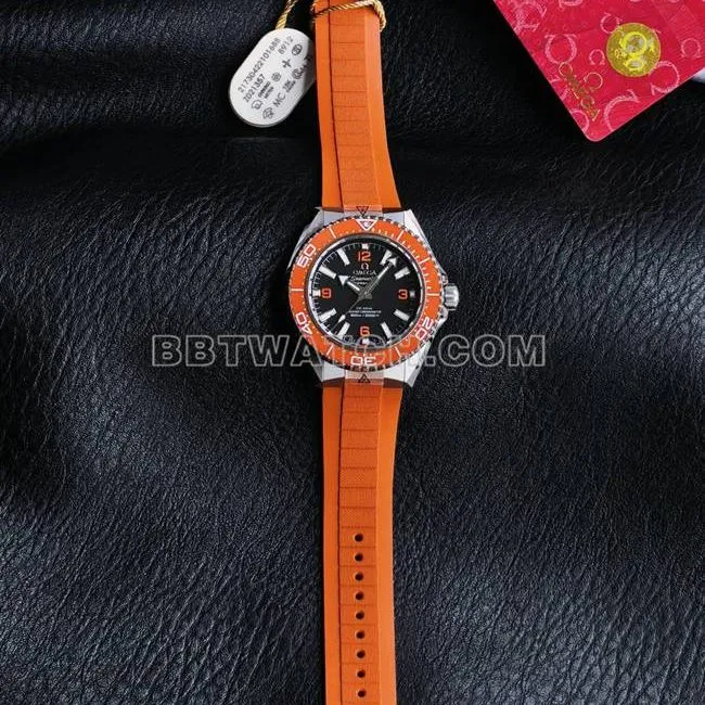1:1replica watch VS FactorySeamaster 600m black dial orange bezel orange braceletside live photo