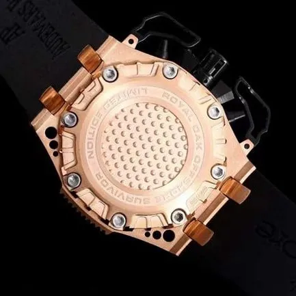 top-tier watch Audemars PiguetRoyal Oak offshore automatic winding chronograph men's black dialrubber strap watch back cover picture