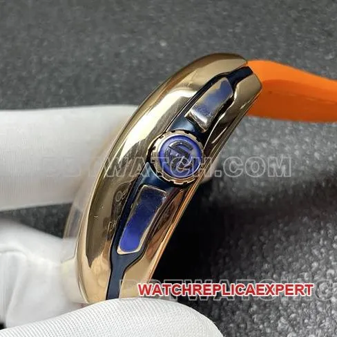 collectible watch Frank Muller ABF factory V45blue dial gold case leather braceletside live photo