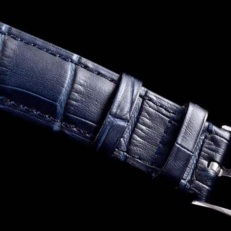 Omegasuper watch disc flying business series men's mechanical ultra-thin watch blue leather blue face clasp picture
