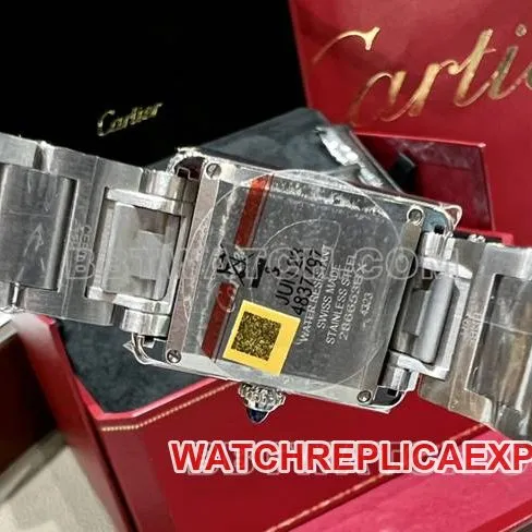 watch tank DR factory Cartier silver white dialquartz steel braceletcaseback live photo
