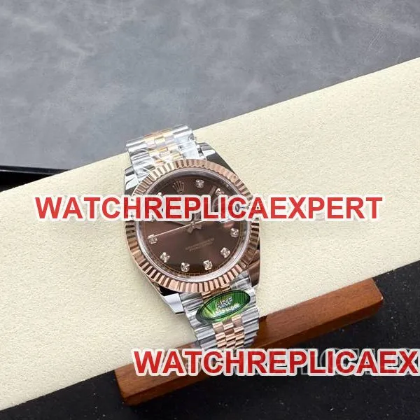 Rolextop-tier watch ARF Factory log 41mm brown plate 3235 rose goldsteel bracelet caseback live photo