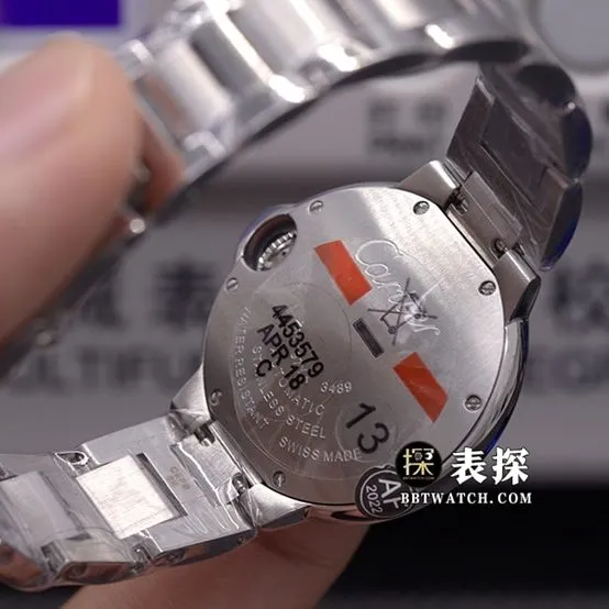 AF Factory blue balloon Cartier1:1replica watch silver white dial blue needle steel bracelet model W6920071clasplive photos