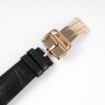 top-tier Hermès men's white dial black belt quartzleather strap watch side view