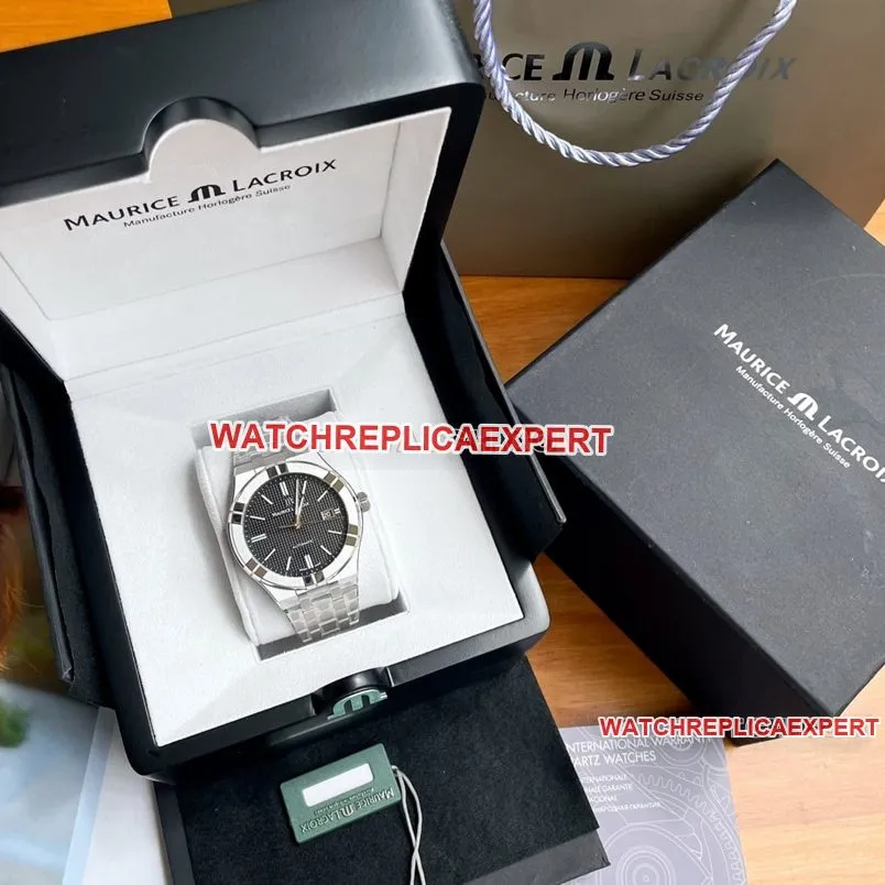 Maurice Lacroix top-tier black dial decorative Paris stud steel bracelet model AI6008 caseback live photo