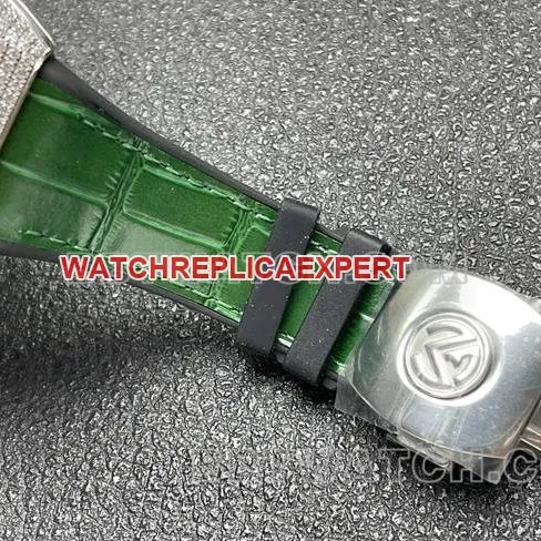 Frank Muller's collectible watch ABF factory V45 diamond disc diamond case green leather braceletcaseback live photo
