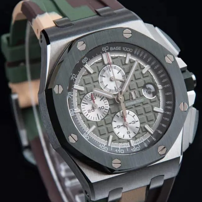 Big factory high-quality replicaAPFAudemars PiguetRoyal Oakgreen dial eliminates fake offshore 26400 watch side view