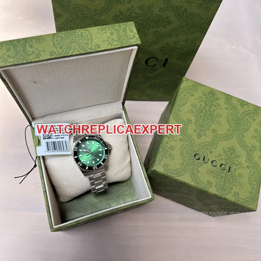 Gucci top-tier replica2024 new green dialsteel bracelet model YA136363clasplive photos