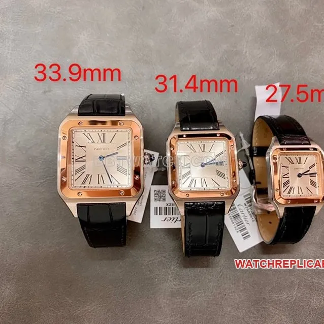 F1 factory Cartier Santos 1:1super clonesilver dialrose gold circle trumpet W2SA0012front live photo