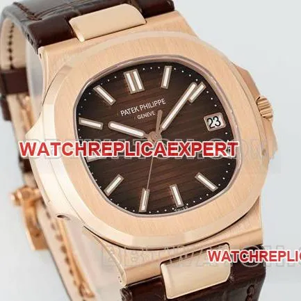 collectible watch NautilusDDF factory Patek Philippe brown plate leather bracelet5711side live photo