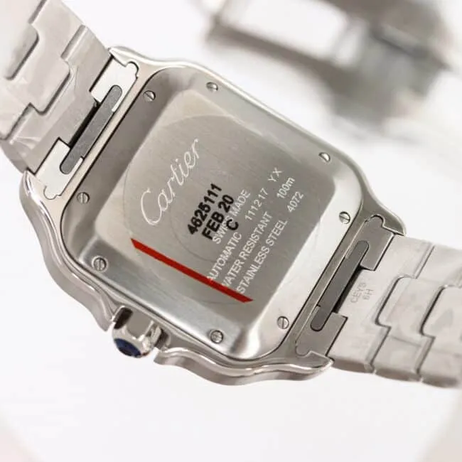 Cartierblue dial new GF Santos rubber strap men's watch detail shots