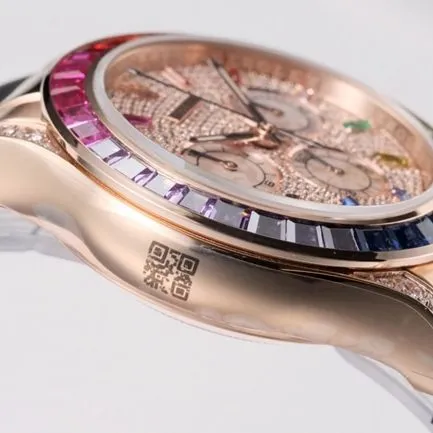 top-tier replicaRolex men's gold disc rubber strap new rainbow di automatic movement watch clasp picture