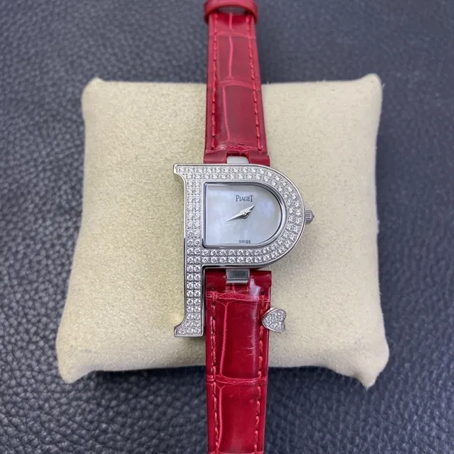 top-tier watch count ladies white dial red band quartzleather strap watch front view