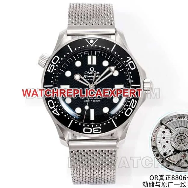 Omega1:1replica watch OR factory Seamaster 300m black dial mechanical steel bracelet caseback live photo