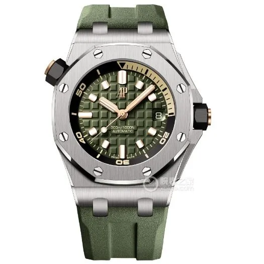 ZF Offshore Audemars Piguet collectible watches military green disk rubber model avocado 15720ST.OO.A052CA.01 back actual photo