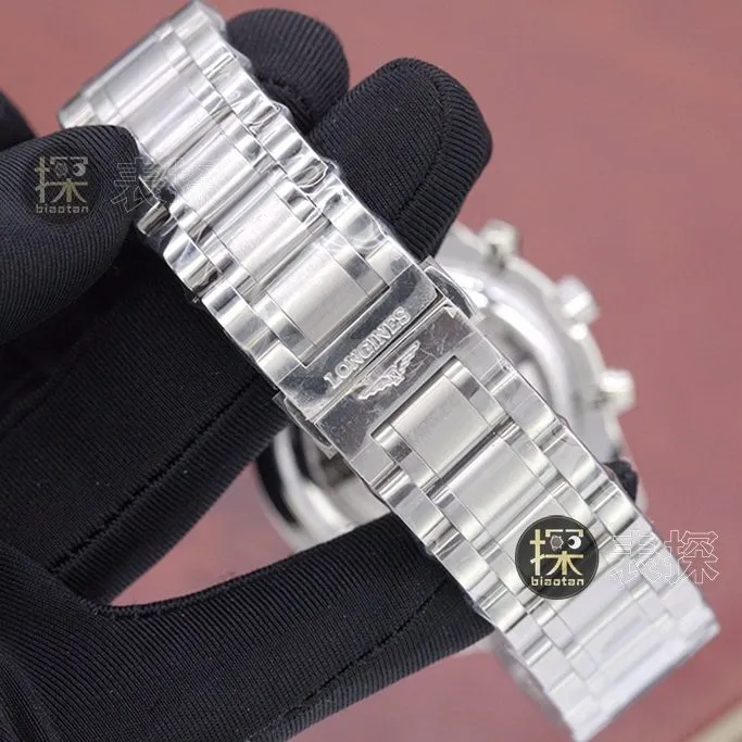 kl masterpiece eight hand longines collectible watches chronograph white disk steel band