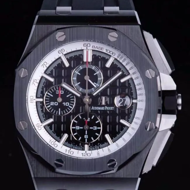 top-tiersuper cloneAPFblack dialAudemars PiguetRoyal Oak Offshore 26400ceramicchronograph watch side view