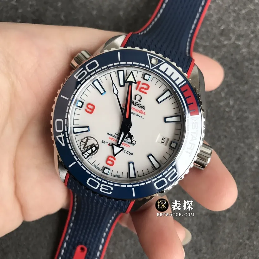 VS FactoryOmegaSeamaster1:1super watch men's white dial America's Cup rubber model pictures and prices braceletlive photos
