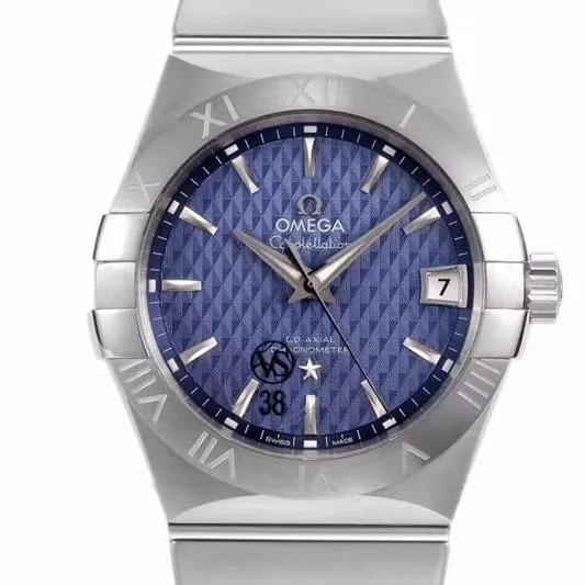 replicaOmega temperament blue dial date display vs constellation temperament 8500 mechanical watch front view